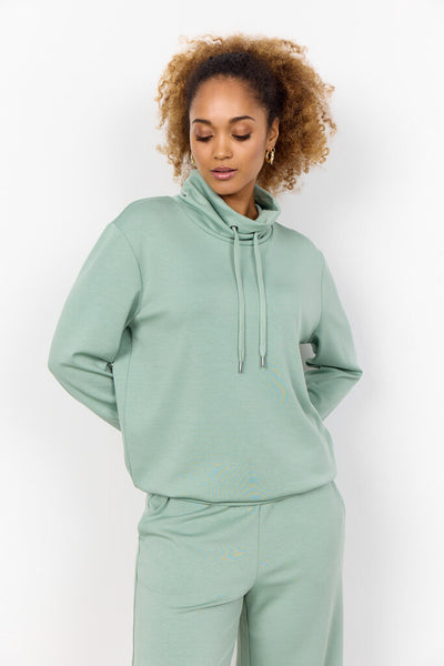 Soyaconcept 'Banu' High Drawstring Neck Sweatshirt - Mineral Green