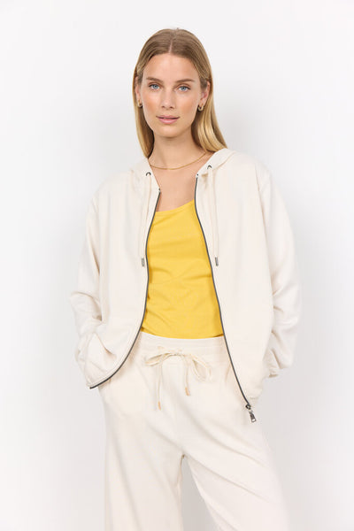 Soyaconcept 'Banu' Zip Front Hoodie - Cream