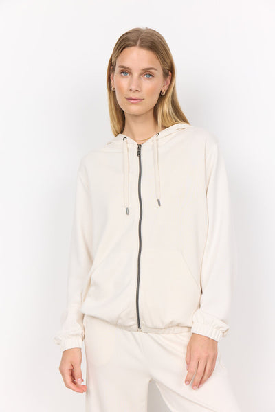 Soyaconcept 'Banu' Zip Front Hoodie - Cream