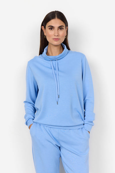 Soyaconcept 'Banu' High Drawstring Neck Sweatshirt - Air Blue