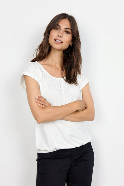 Soyaconcept 'Marica' Pleated Banded Hem Tee - Off-White