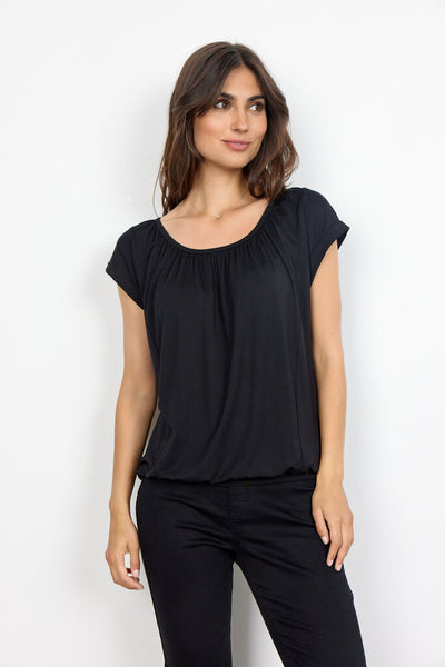 Soyaconcept 'Marica' Pleated Banded Hem Tee - Black