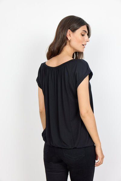 Soyaconcept 'Marica' Pleated Banded Hem Tee - Black