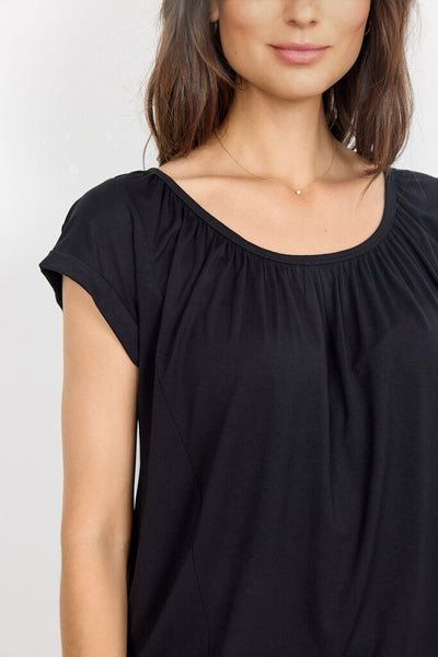 Soyaconcept 'Marica' Pleated Banded Hem Tee - Black