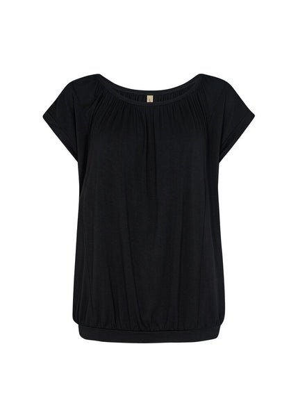 Soyaconcept 'Marica' Pleated Banded Hem Tee - Black