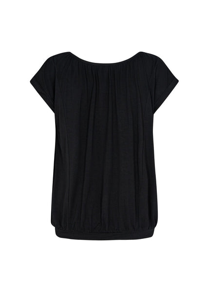 Soyaconcept 'Marica' Pleated Banded Hem Tee - Black