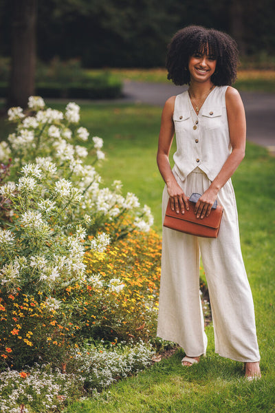 Papillon Linen Wide Leg Pants - Natural