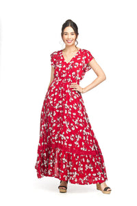 Papillon Red Floral Maxi Dress