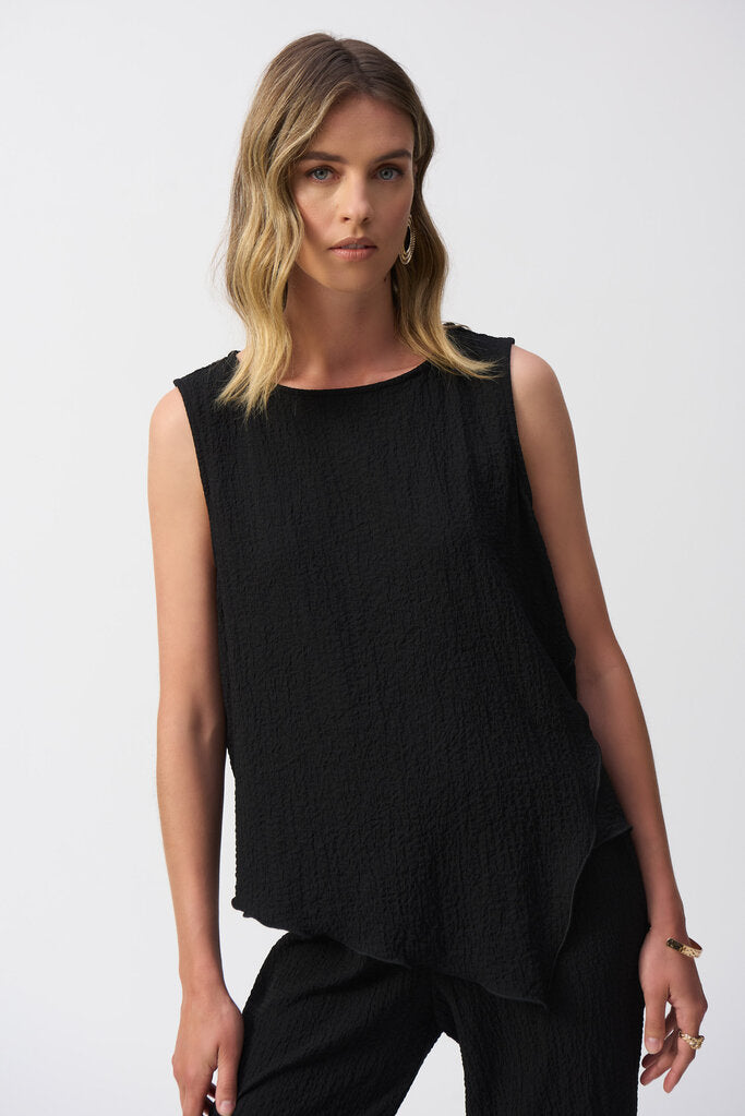 Joseph Ribkoff 251228 Seersucker Asymmetrical Top