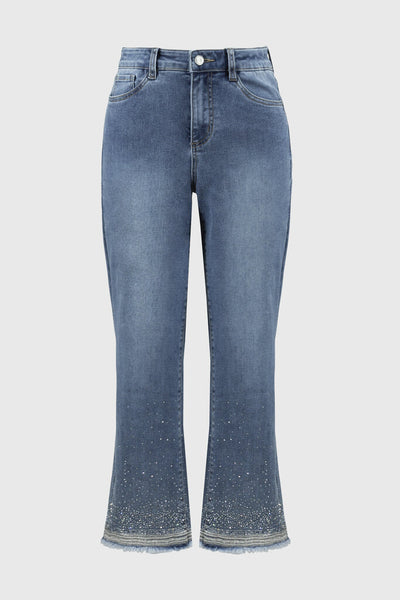 Joseph Ribkoff 251956 Glittering Crystal Straight Cropped Jeans