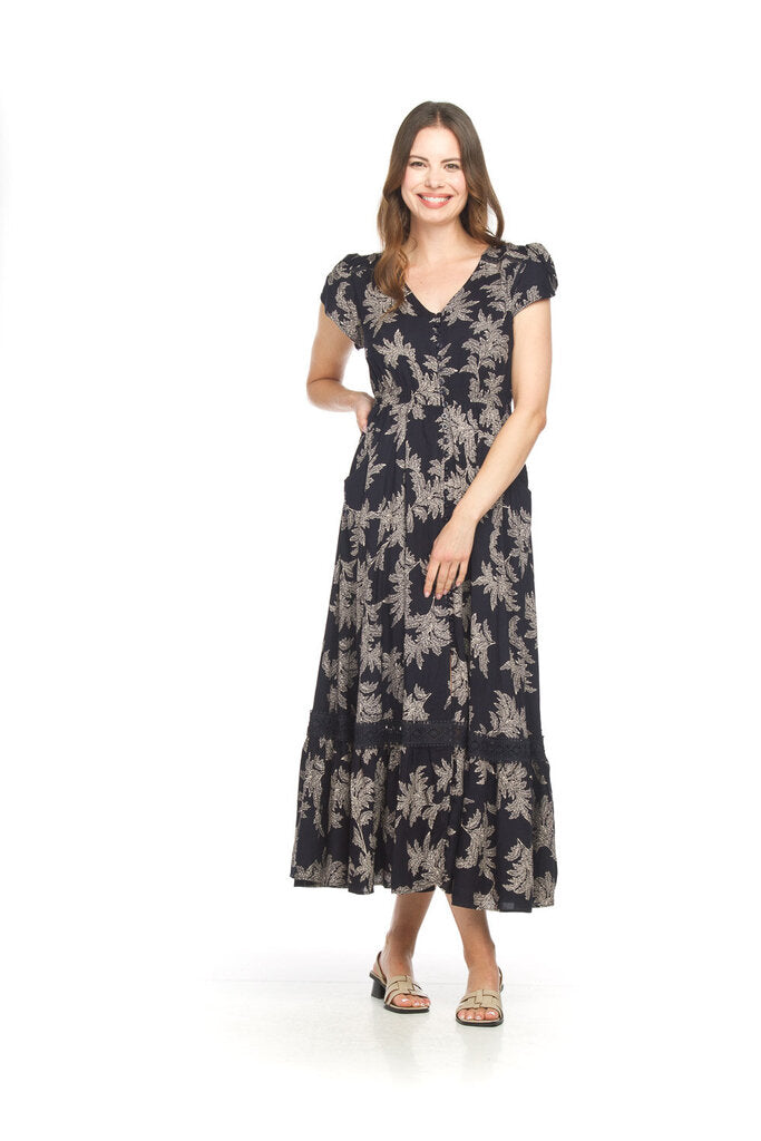 Papillon Leaf Print Maxi Dress