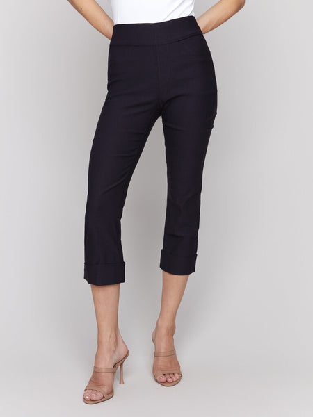 Charlie B Stretch Pull-On Capri - Black