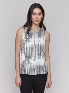 Charlie B Printed Sleeveless Satin Top - Pepper