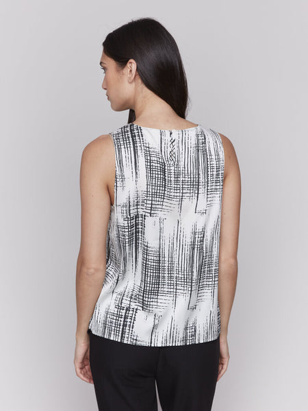 Charlie B Printed Sleeveless Satin Top - Pepper