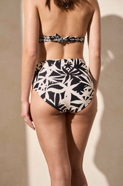 Tribal Seashell/Black Reversible High-Waisted Bikini Bottoms