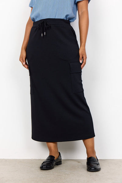 Soyaconcept 'Banu' Cargo Midi Skirt with Drawstring Waist - Black