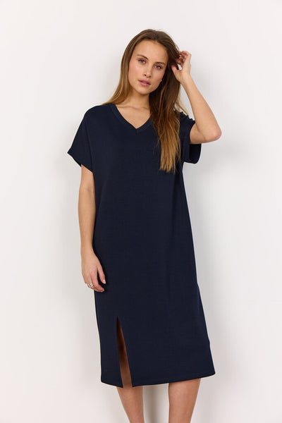 Soyaconcept 'Banu' V-Neck Midi Dress - Navy