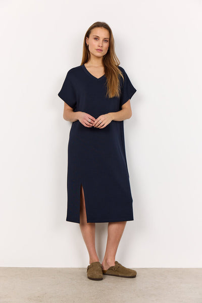 Soyaconcept 'Banu' V-Neck Midi Dress - Navy