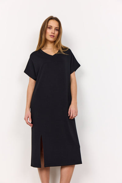 Soyaconcept 'Banu' V-Neck Midi Dress - Black