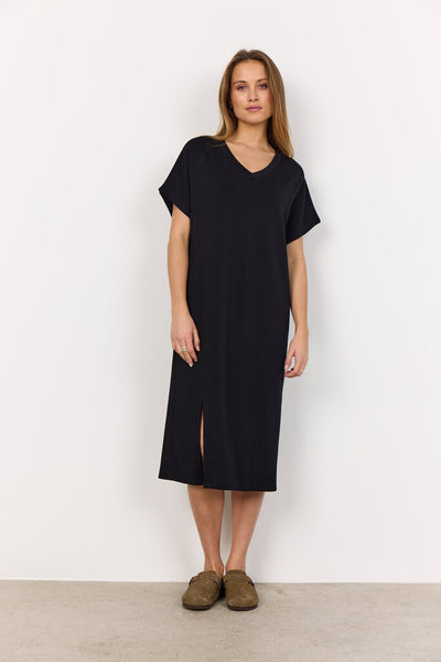 Soyaconcept 'Banu' V-Neck Midi Dress - Black