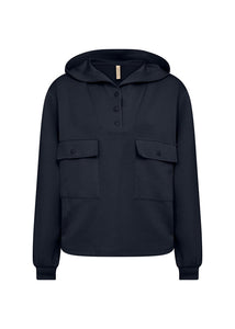 Soyaconcept 'Banu' Hooded Chest Pocket Sweater - Navy