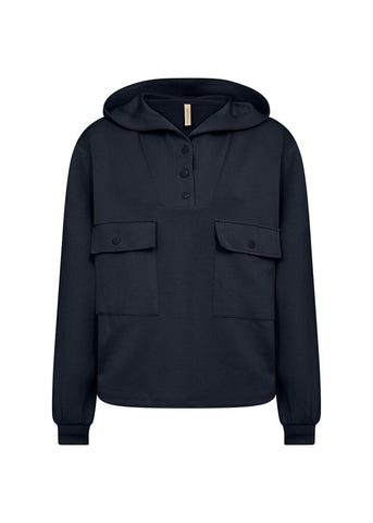 Soyaconcept 'Banu' Hooded Chest Pocket Sweater - Navy