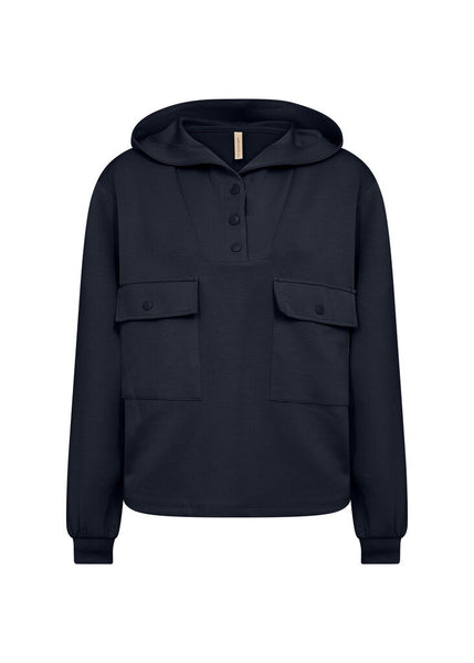 Soyaconcept 'Banu' Hooded Chest Pocket Sweater - Navy