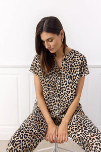 Soyaconcept 'Pietta' Leopard Print Short Sleeve Blouse