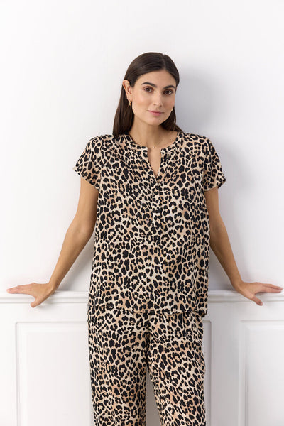 Soyaconcept 'Pietta' Leopard Print Short Sleeve Blouse