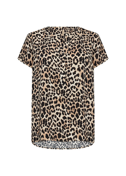 Soyaconcept 'Pietta' Leopard Print Short Sleeve Blouse