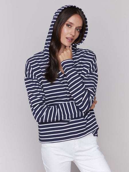 Charlie B Striped V-Neck Hoodie