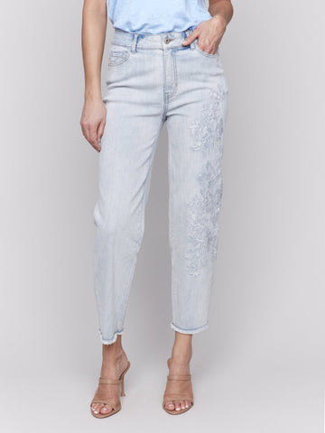 Charlie B Floral Embroidered Slim Fit Jeans