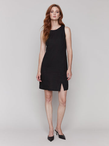 Charlie B Sleeveless Linen Blend Dress - Black