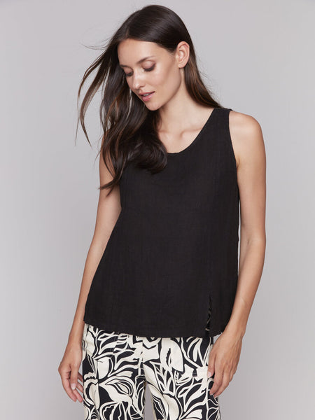 Charlie B Front Slit Linen Top