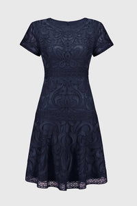 Joseph Ribkoff 251768 Embroidered Mesh Fit & Flare Dress