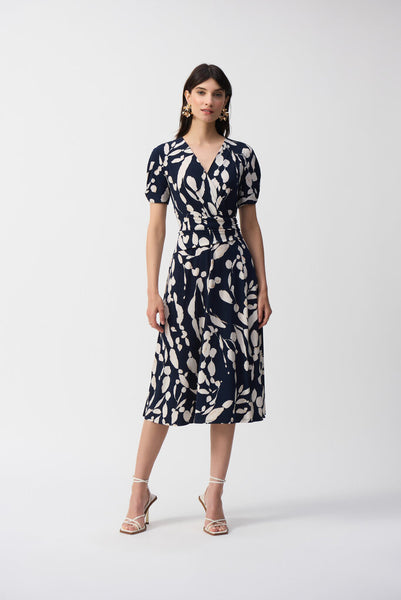 Joseph Ribkoff 251014 Abstract Print Wrap Dress