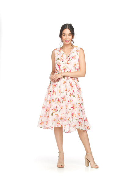 Papillon Pink Floral Ruffle Hem Dress