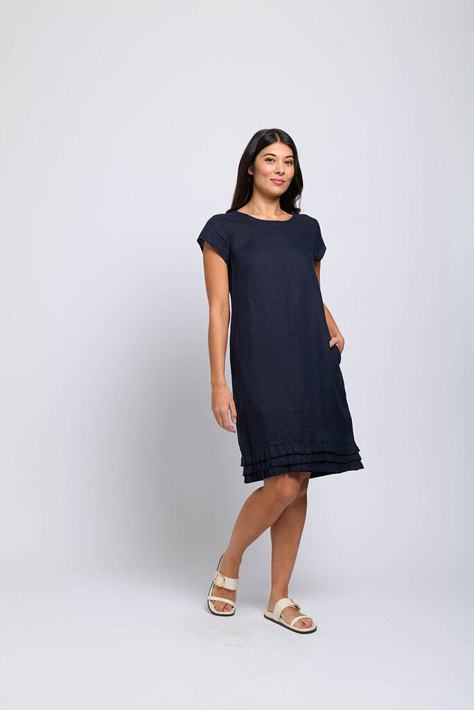 FOIL 'Pleat Dream' Linen Shift Dress