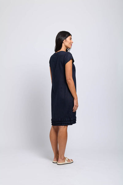 FOIL 'Pleat Dream' Linen Shift Dress