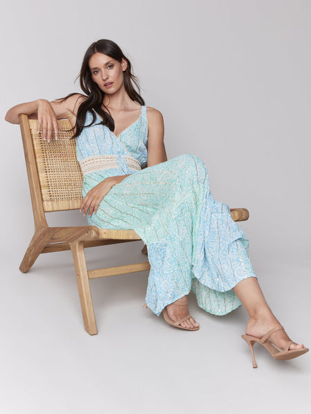 Charlie B Lagoon Foil Print Maxi Dress
