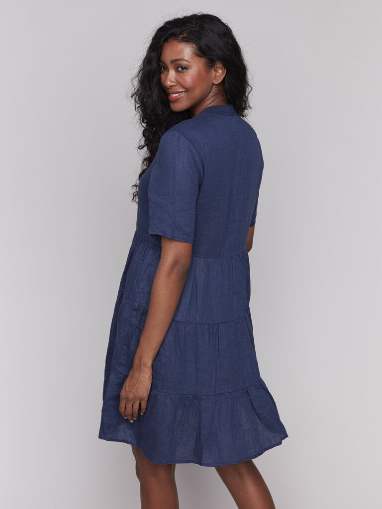 Charlie B Tiered Linen Blend Dress
