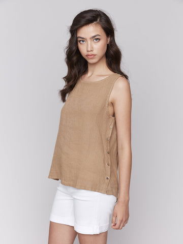 Charlie B Linen Tank Top - Biscuit
