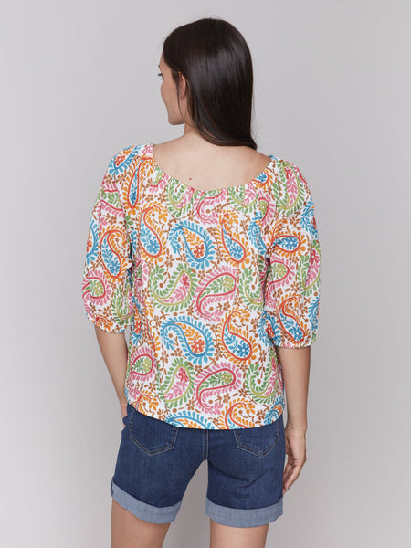 Charlie B Rainbow Paisley Print Cotton Blouse