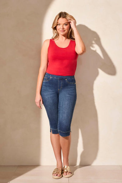 Tribal 'Audrey' Pull-On Stretch Denim Capris