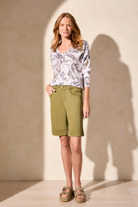 Tribal Wide Leg Bermuda Shorts - Loden