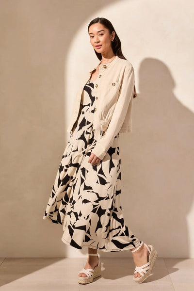 Tribal Button-Front Drawcord Hem Jacket