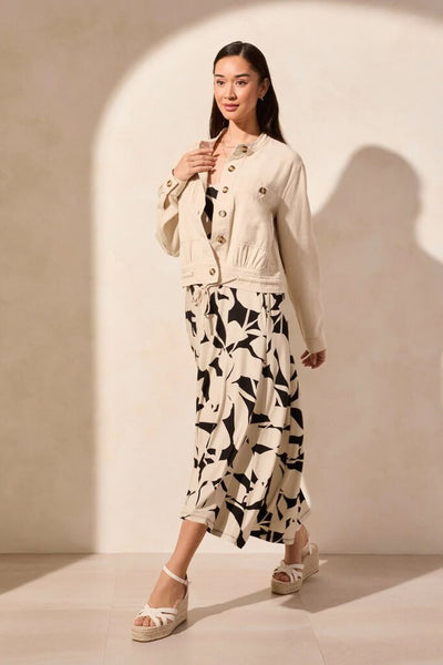 Tribal Button-Front Drawcord Hem Jacket