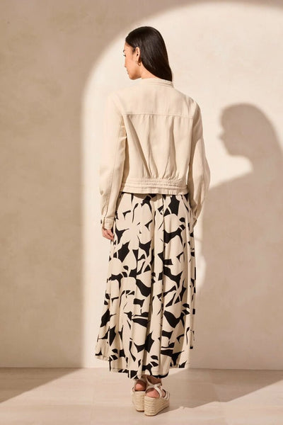 Tribal Button-Front Drawcord Hem Jacket