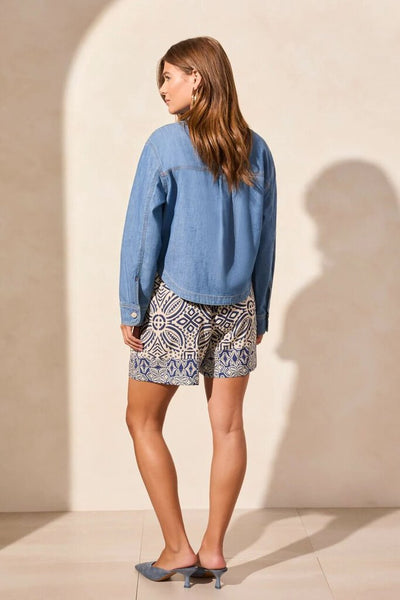 Tribal Lightweight Denim Button Front Shirt