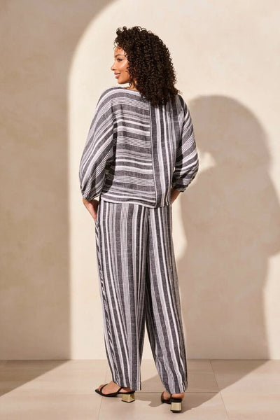 Tribal Dual Stripe Linen Blend Top